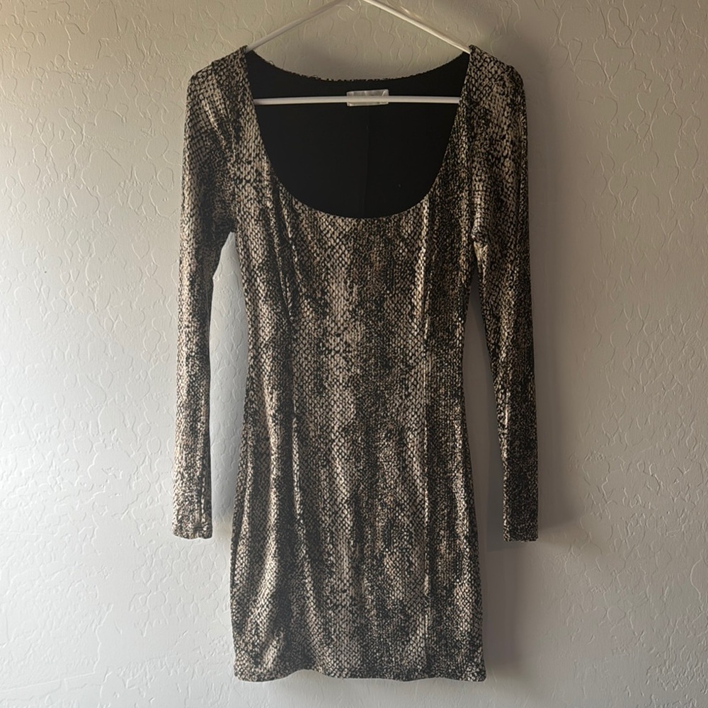 All in Favor Gold Sequin Long Sleeve Bodycon Dress